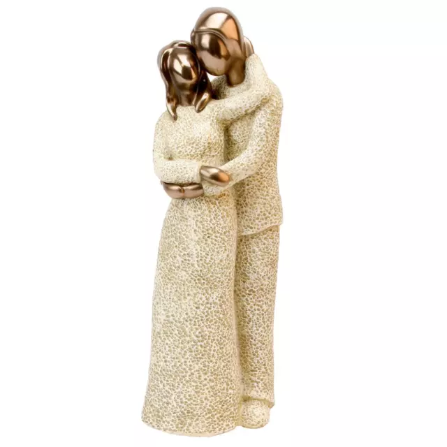 Resin Cream & Bronze Effect Couple Figurine "Always" Ornament Collectible