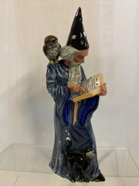 Royal Doulton THE WIZARD Merlin Owl Black Cat Porcelain Figurine 1978 HN 2877