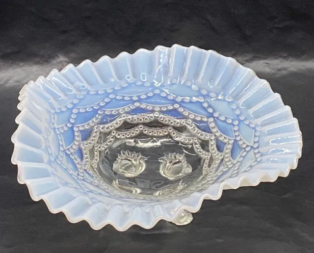 Antique/Vintage Northwood Opalescent Beaded Swags Bowl Footed Base