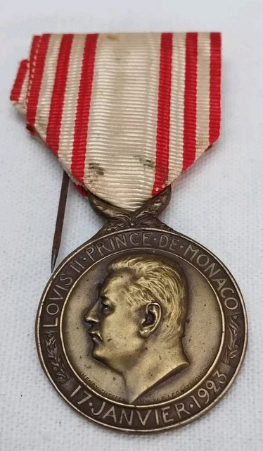 MONACO MEDAILLE DU TRAVAIL LOUIS II 17 JANVIER 1923 ARGENT SUP