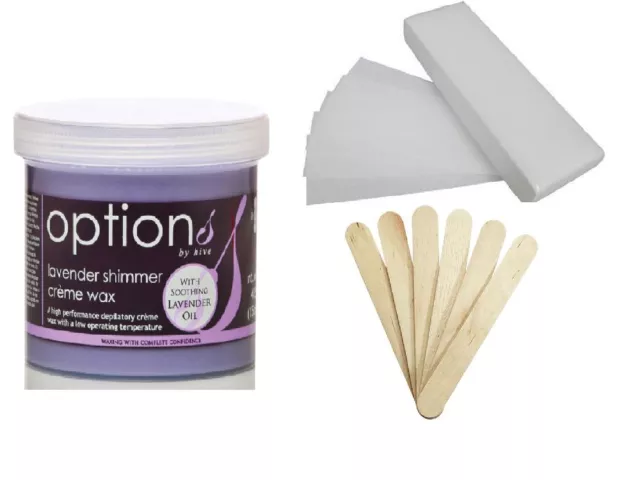 THE HIVE LAVENDER WAX 425g + 100 WAXING STRIPS + 25 SPATULAS kit paper