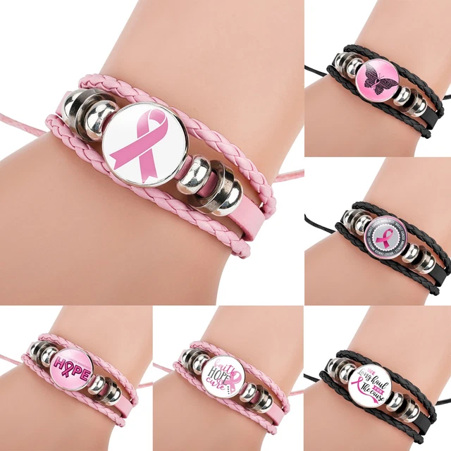 Conciencia del cáncer de mama buen cuidado alrededor del pecho accesorios hechos a mano