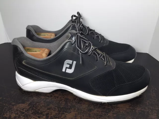 FOOTJOY GOLF SHOES Mens 11.5 Wide White Black Dry I.C.E. 59922