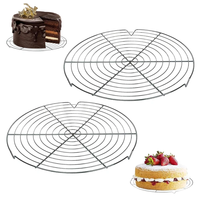 Grilles De Refroidissement Pâtisserie - 2 Pièces Ronde Et Rectangulaire - Acier Inoxydable