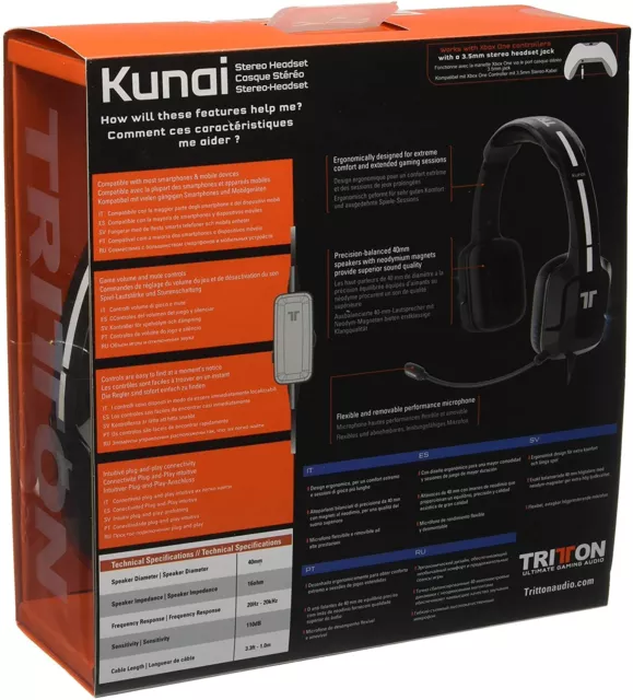 Tritton Kunai Stereo Headset schwarz Kopfhörer Musik Audio Gaming tragbar Neu 2