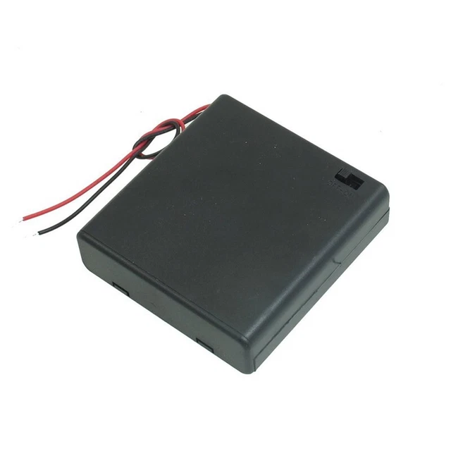 SDTC Tech 1,5 V AA-Batteriehalter Mit Schalter – 4er-Set, Schwarz, Mit Drähten Und Schrauben