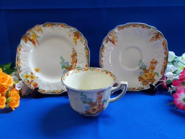 Lovely Myott Colorful Floral Trio Cup / Saucer - Plate - England Gc # M 507