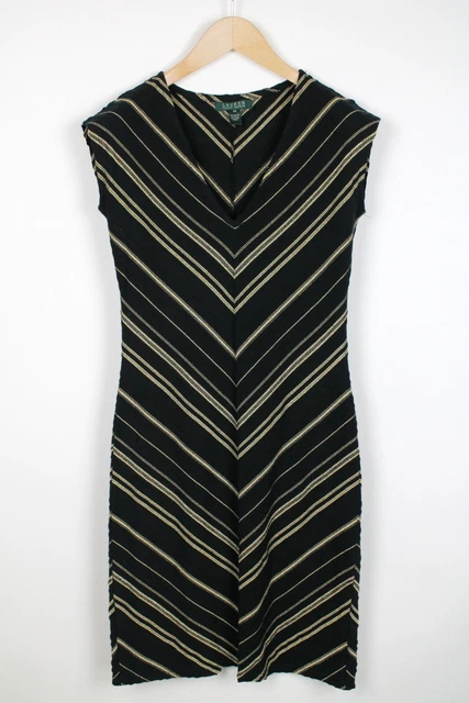 Ralph Lauren Donna X Piccolo Maniche Corte a Righe Lucido Midi Abito