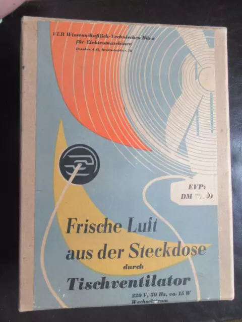 Ventilator-Tischventilator-Vintage-original DDR Design 1961+OVP unbenutzt