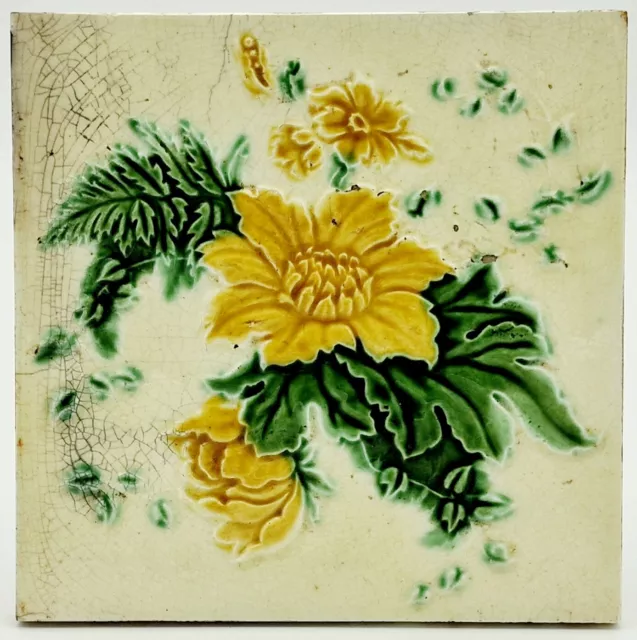 Antique Fireplace Tile Moulded Majolica Tile Henry Ollivant C1905