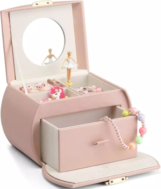 Vlando Musical Jewellery Box with Spinning Ballerina, Lockable Jewelry Case with