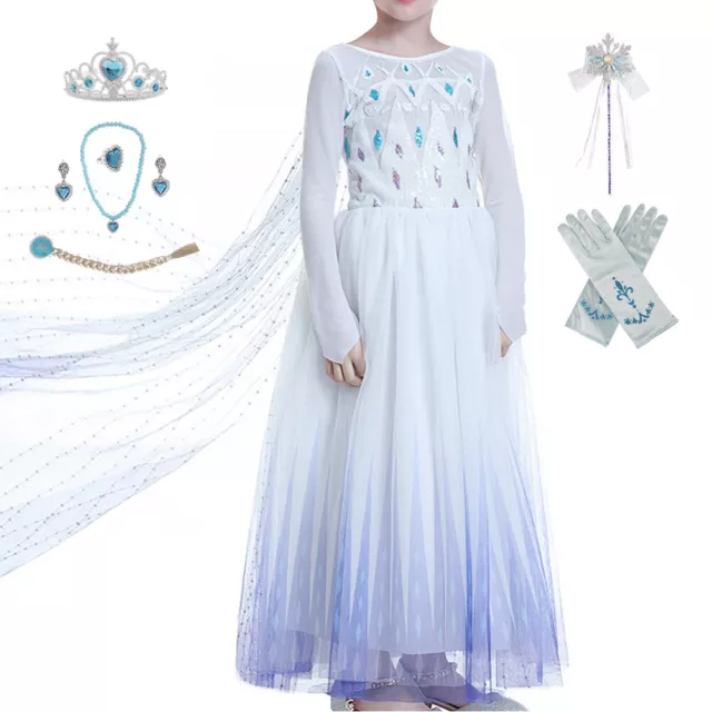 Eiskönigin Elsa Kleid Kostüm Frozen 2 Prinzessin Kinder Mädchen Cosplay Kleider