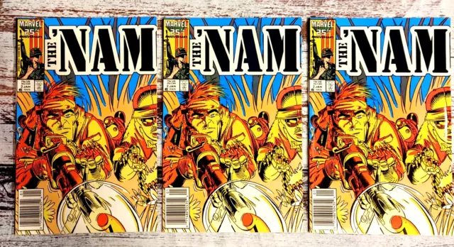 The Nam lot of 3 Comic Books. Three #2's. Marvel Comics. 1987. All Newsstands.