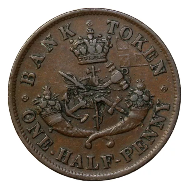 1854 Bank Of Canada Halfpenny Token Saint George And The Dragon Breton-720 2