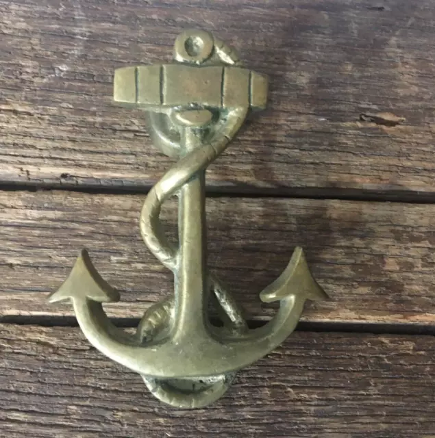 Vintage Brass Ship Anchor & Rope Door Knocker Nautical Maritime