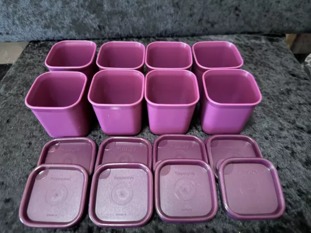 Tupperware Solid Start Mini Cubix Square Round Freezer Set 8 x 110ml New