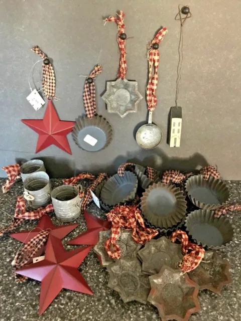 Primitive Country Farmhouse Kitchen Decor Rusty ~Star ~Tin ~Sifter ~Pan~ House~