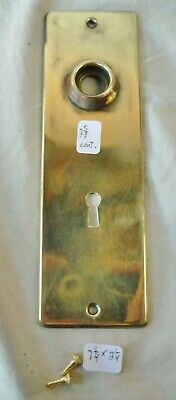 Door Knob Back Plate Stamped Brass Mission 7 1/4"h x 2 1/4"w,    2 5/8" centers