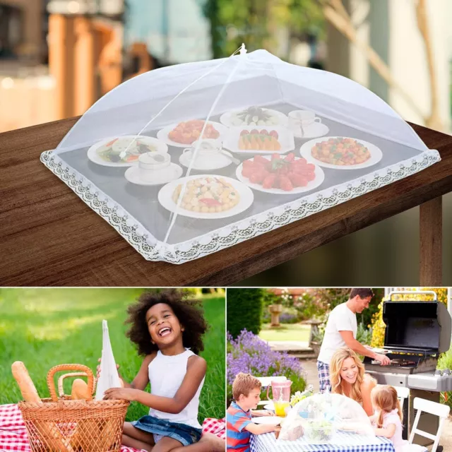 Pop Up Food Dish Fruit Cover Protector BBQ Party Collapsible Umbrella Mesh Net