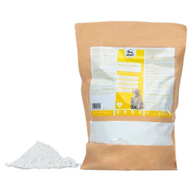 Fortan Dicalciumphosphat 3 KG, Barf Supplemento per Cani, Nuovo