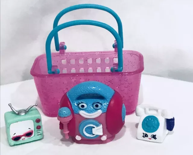 Shopkins Lot Of 4 Basket Radio TV Phone Easter Gift Basket Stuffer B200