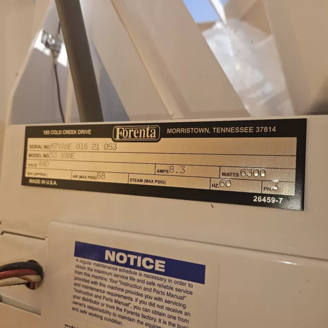 Forenta 53 VANE  Dry Cleaning Utility Press MADE USA 2