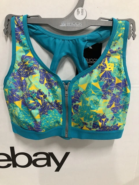 Shock Absorber Damen Active Zipped Plunge Sport-BH, Mehrfarbig (Geometric Print)
