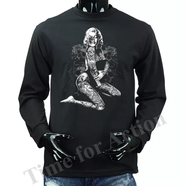 Monroe Skull Pose Graphic Long Sleeve T-shirt Tee