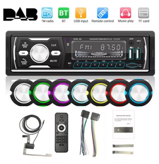 DAB+ RDS AM FM Car Radio Stereo 1 DIN Bluetooth MP3 Player Audio 2 USB TF AUX IN