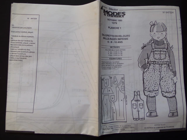 Patron Couture MODES ET TRAVAUX Robe Fille 6-8 Ans - Année 1972 - Vintage Occasion