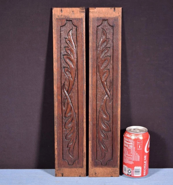 French Antique Hand Carved Architectural Panels Solid Oak Wood Salvage
