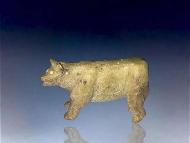 19th Century Inupiat Inuit Carved Stone Hunting Polar Bear Effigy / Fetish