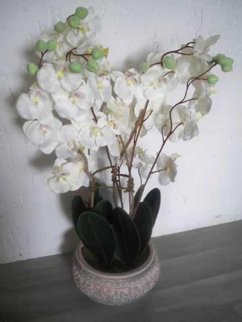 Kunstpflanze Orchidee Antikfinisch  mit Keramik Übertopf ca. H58 cm C