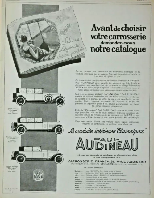 Publicité De Presse 1926 Paul Audineau Conduite Interieure Clairalpax