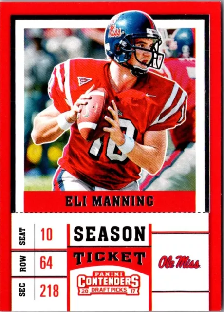 2017 Panini Contenders Draft Picks Eli Manning #34 Ole Miss Rebels