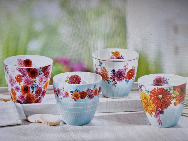 4er Set Jumbo Becher Dahlie  Kaffeetassen Tassen Kaffeebecher Teetassen
