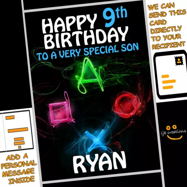 Personalised PLAYSTATION Birthday Card Son Nephew Grandson PS1 PS2 PS3 PS4 PS5