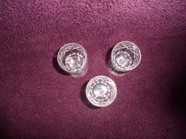 Three Royal Doulton Crystal Cut Glass Georgian Liqueur Glasses, excellent. 3