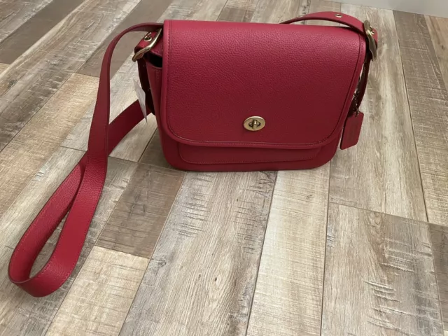 NWT Coach C1522 Pennie Shoulder Bag Red Sand Pebble Leather Suede Crossbody