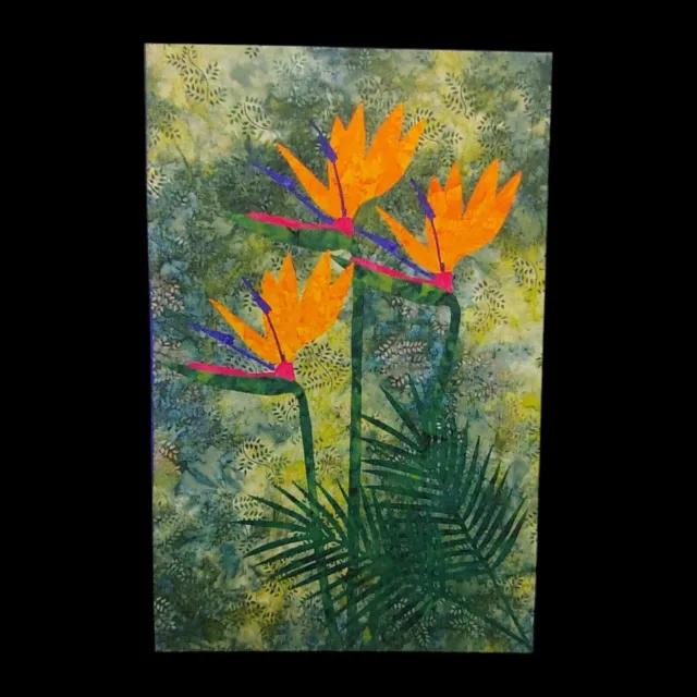 Aplique de edredón para máquina de flores tropicales de borde crudo - 20x30 batik floral