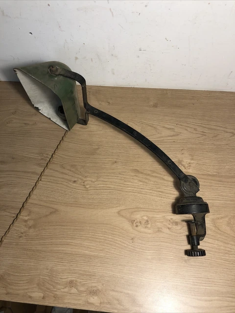 LAMPE DE bureau Banquier Notaire Vintage Art Deco ancien Verre, Verte Opaline