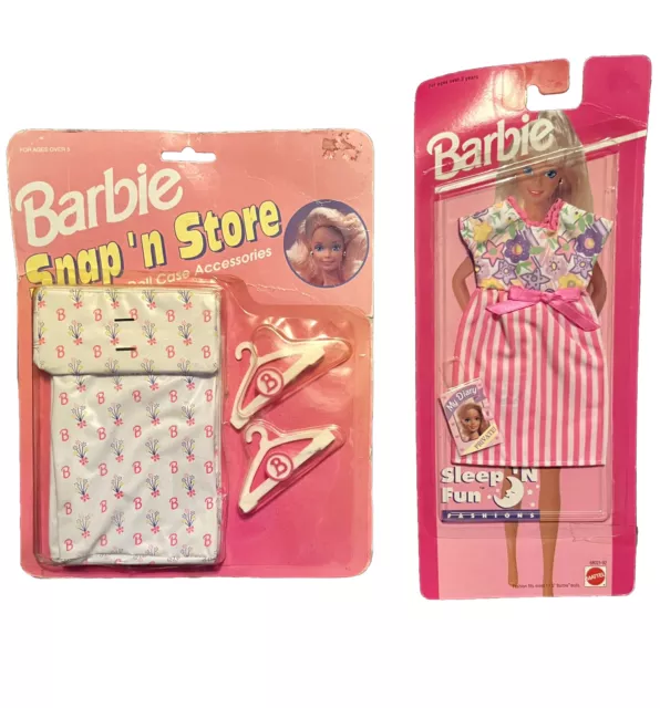 Mattel 1995 Barbie Sleep N' Fun Fashions Outfit 1992 Barbie Snap ‘n Store