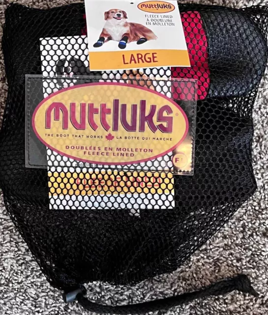 Muttluks Original Fleece-Lined Dog Boots Set of 4 Red - Large (3.75-4.25 inch) 3