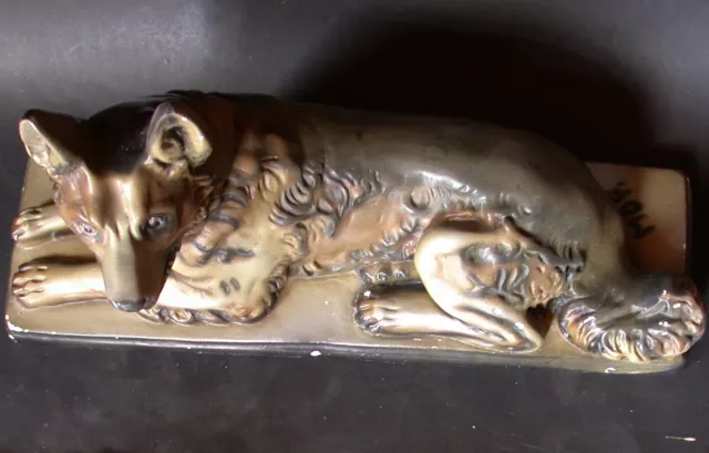 STATUE signée MDF en plâtre chien BERGER ALLEMAND 55 x 17 cm, H 33 cm  5 kilos 3