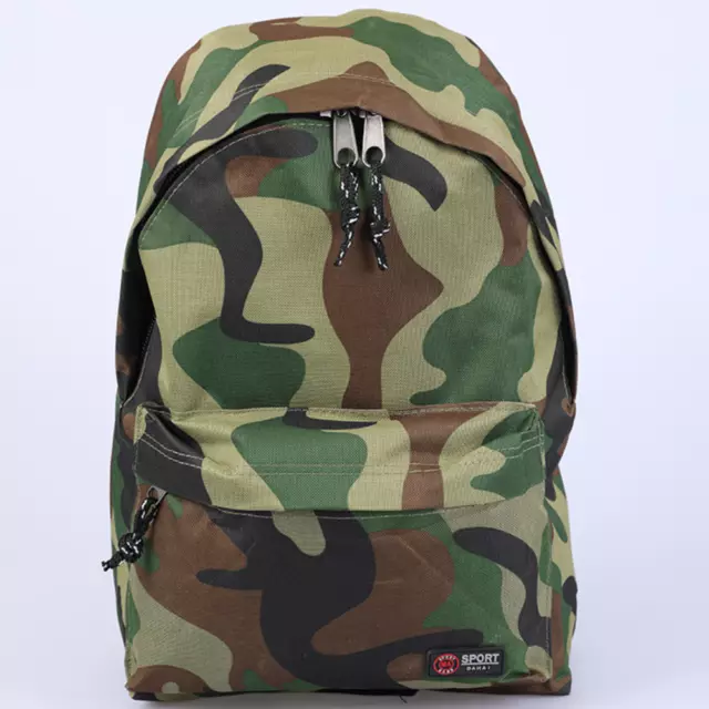 Sac a Dos Militaire Camouflage Fermeture Eclaire Enfants Adolescents 32x16x38 cm