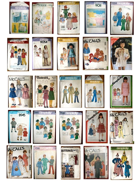 Vintage 1970s-1980s Clothing Patterns For Infants, Toddlers, Children Sizes NB-6