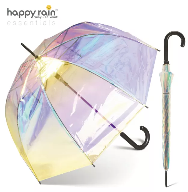 Regenschirm transparent durchsichtig Automatik Glockenschirm happy rain shiny