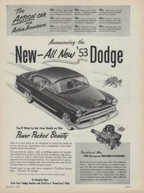 1953 Dodge Coronet Diplomat Hardtop Coupe Vintage Magazine Ad 241 Red Ram Hemi