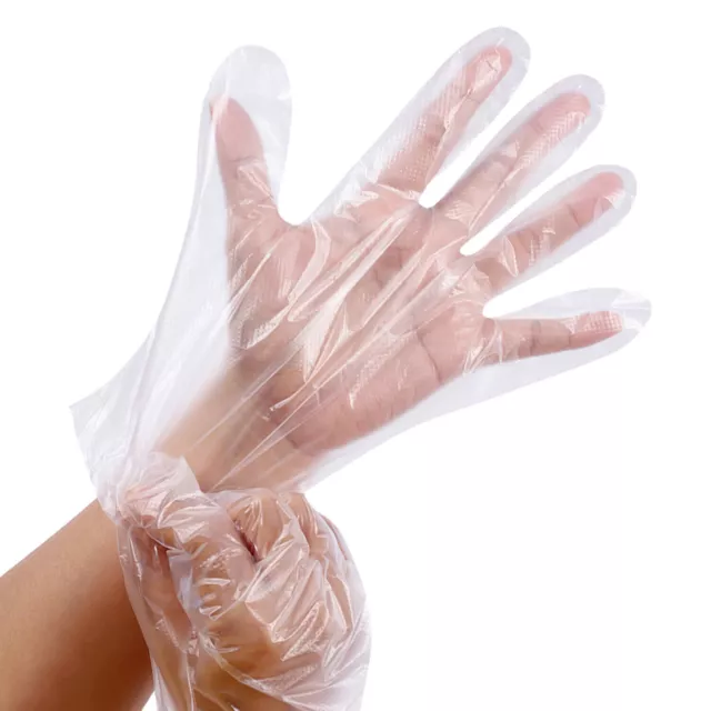 300pk Disposable Plastic Gloves PE Polythene Clear Catering Food Car Safe Prep