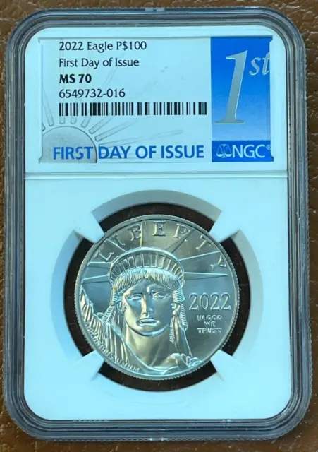 2022 $100 1 oz American Platinum Eagle NGC MS70 First Day of Issue - "1st Label"